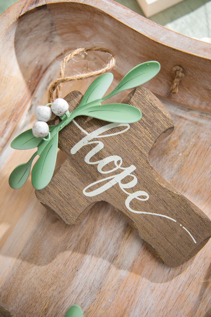 6" Natural Wood Cross Ornament
