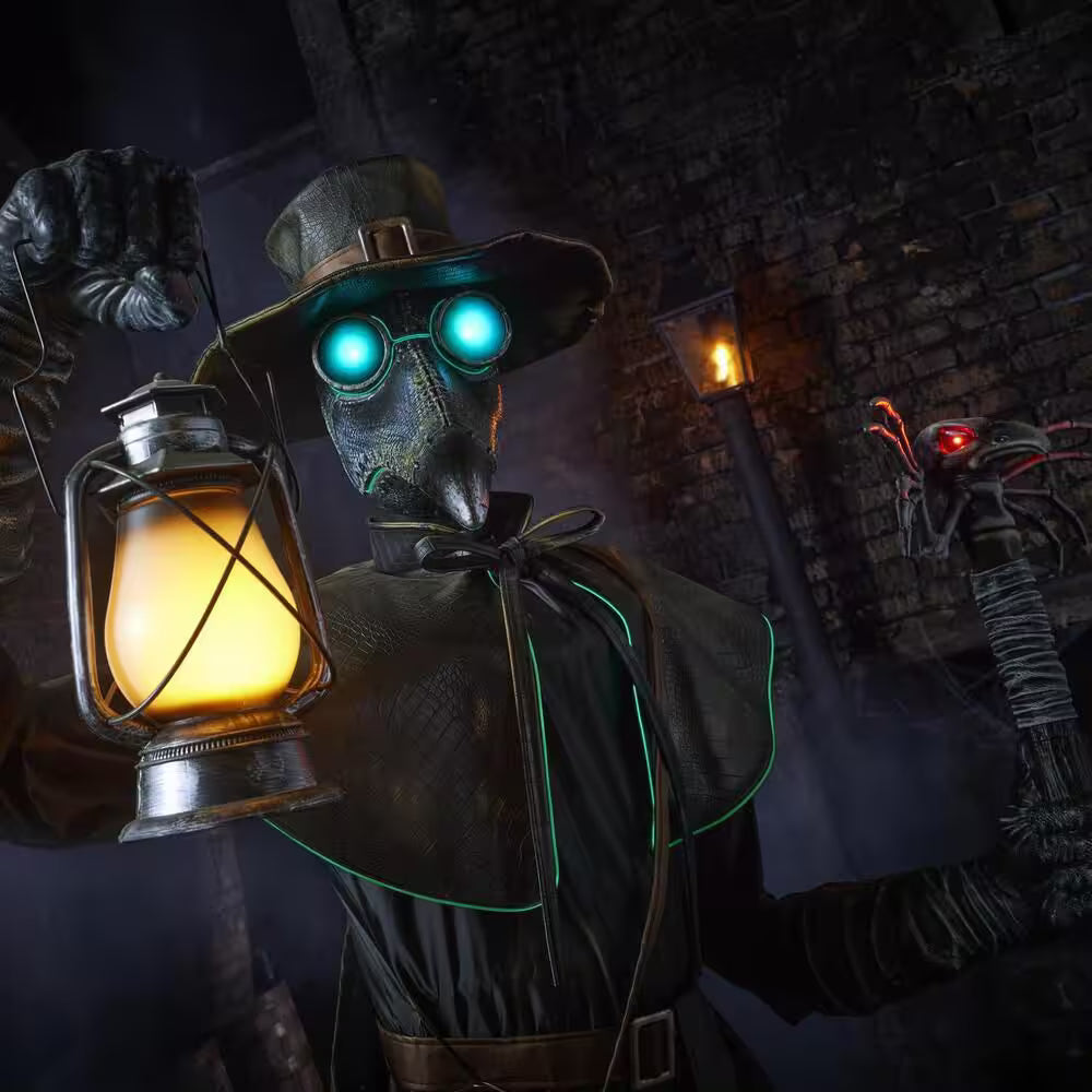 7-ft Gruesome Grounds Animated LED Plague Doctor Halloween Decoration with Motion Sensor