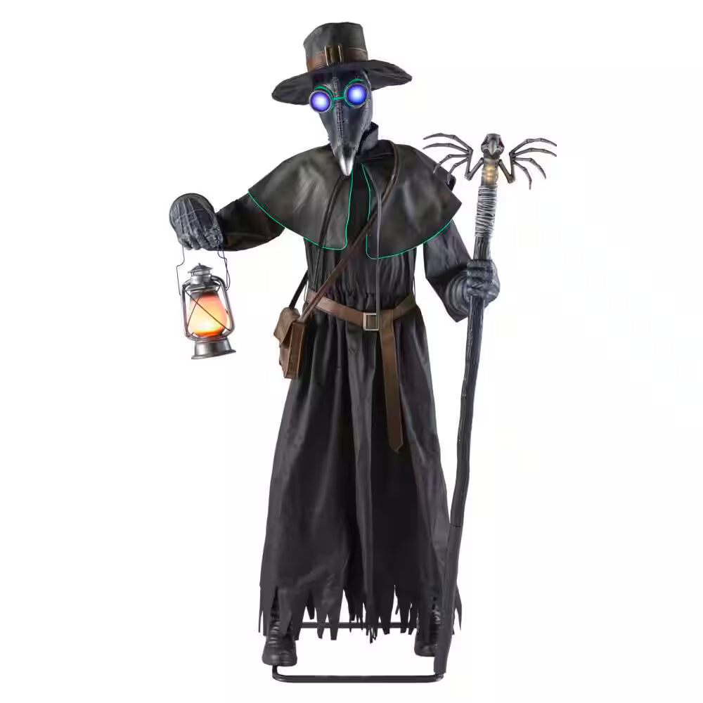 7-ft Gruesome Grounds Animated LED Plague Doctor Halloween Decoration with Motion Sensor
