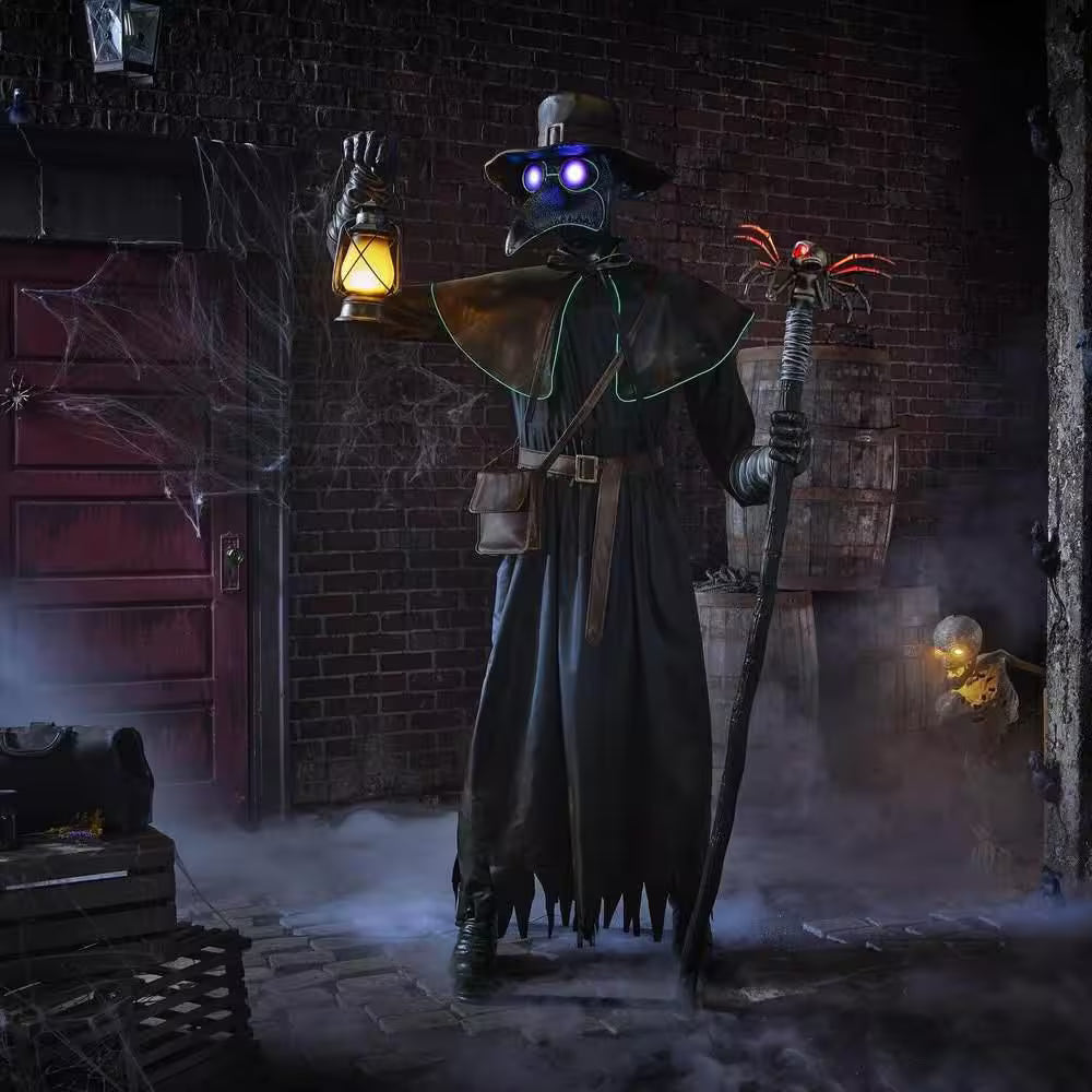 7-ft Gruesome Grounds Animated LED Plague Doctor Halloween Decoration with Motion Sensor