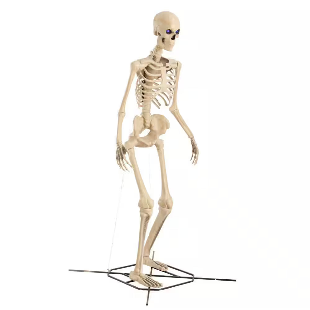 Grave and Bones Giant Skelly Halloween Decoration with Life Eyes LCD 12 Feet