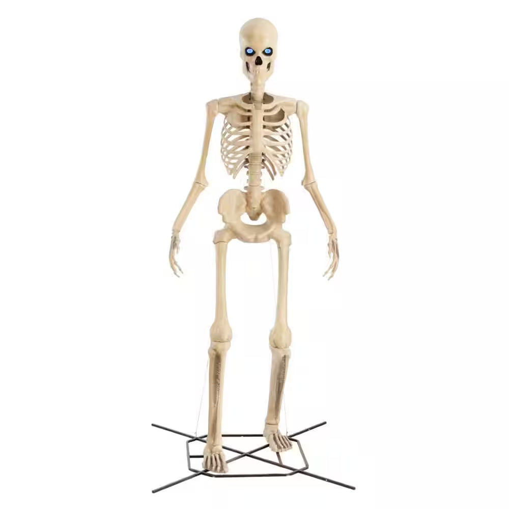 Grave and Bones Giant Skelly Halloween Decoration with Life Eyes LCD 12 Feet