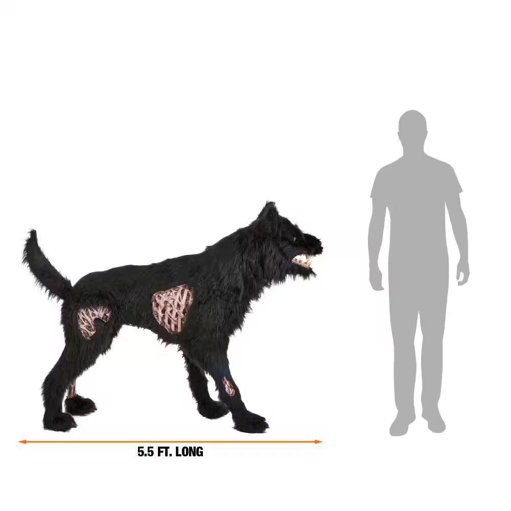 5.5-ft Gruesome Grounds Animated LED Fear Valley Wolf Halloween Decoration