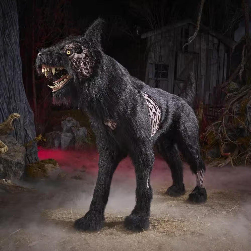 5.5-ft Gruesome Grounds Animated LED Fear Valley Wolf Halloween Decoration