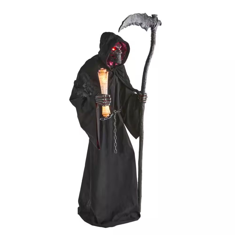 Grave and Bones Animated Fiery Reaper Halloween Decoration 7.5 Feet