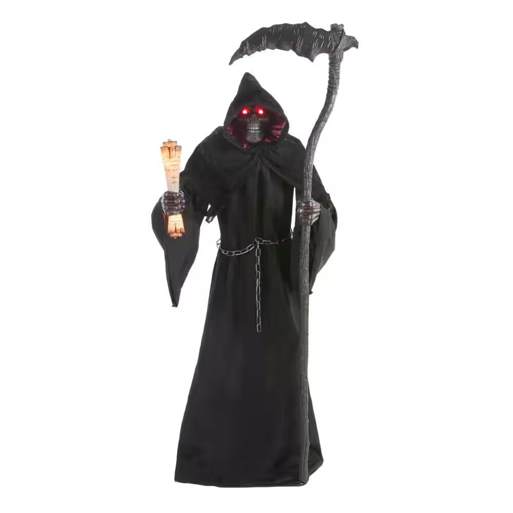 Grave and Bones Animated Fiery Reaper Halloween Decoration 7.5 Feet