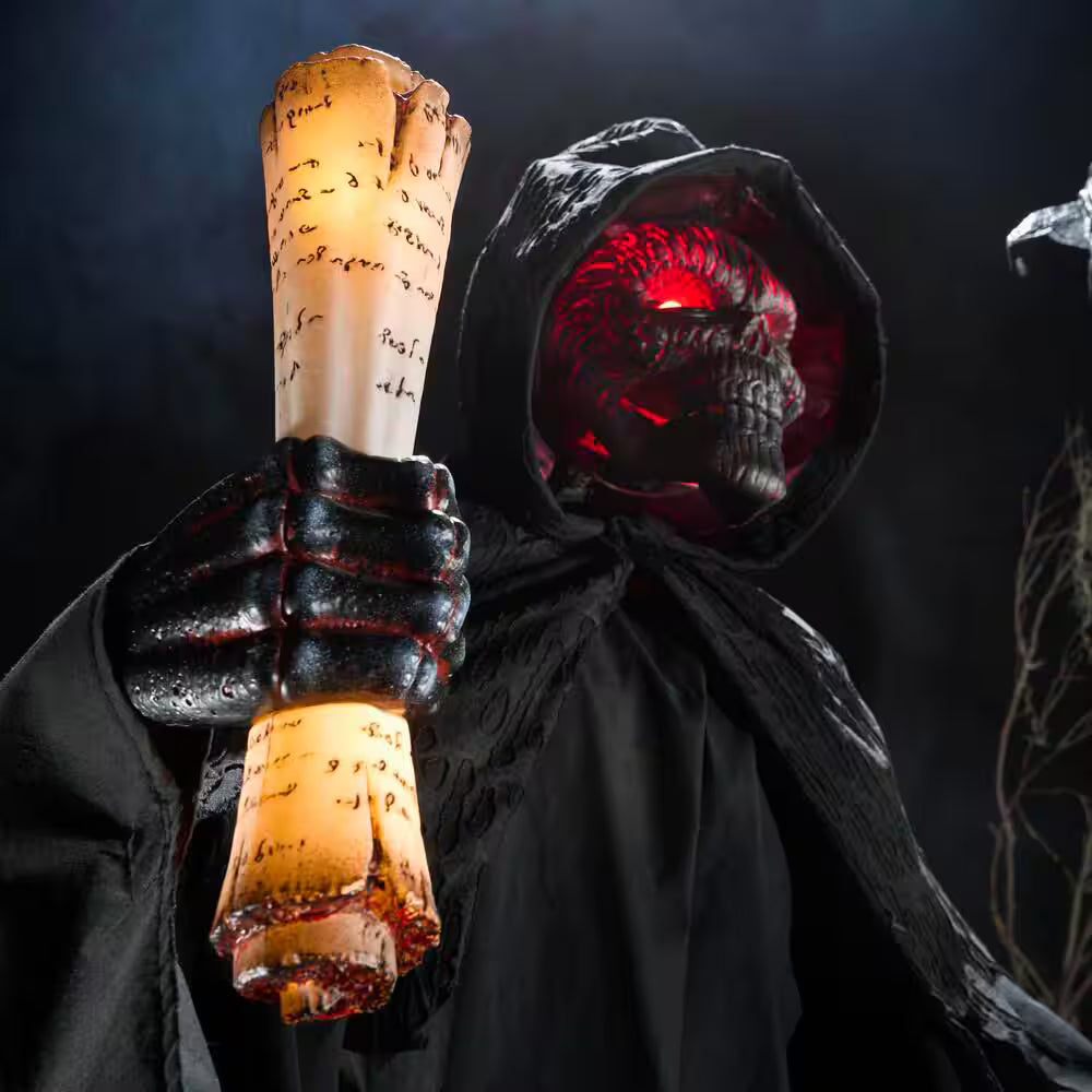 Grave and Bones Animated Fiery Reaper Halloween Decoration 7.5 Feet