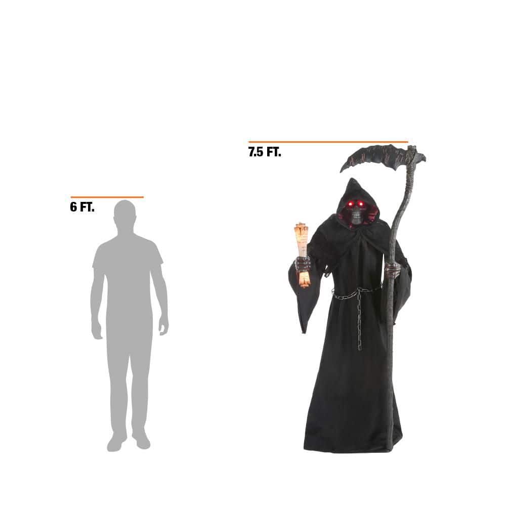 Grave and Bones Animated Fiery Reaper Halloween Decoration 7.5 Feet