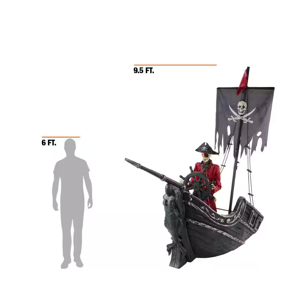 Dead Water Animated LED Pirate Ship Halloween Decoration 9.5 Feet