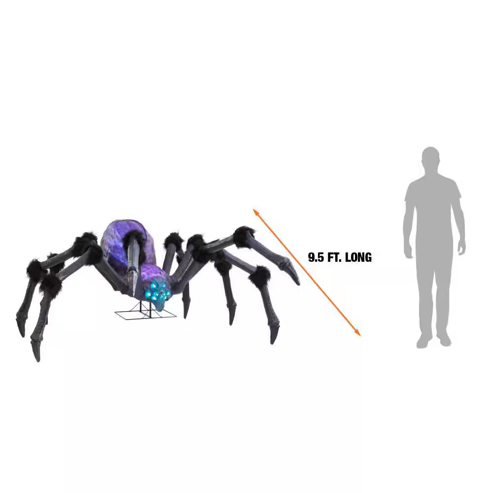 Gruesome Grounds Giant LED Arachnophobia Spider Halloween Decoration 9.5 Feet