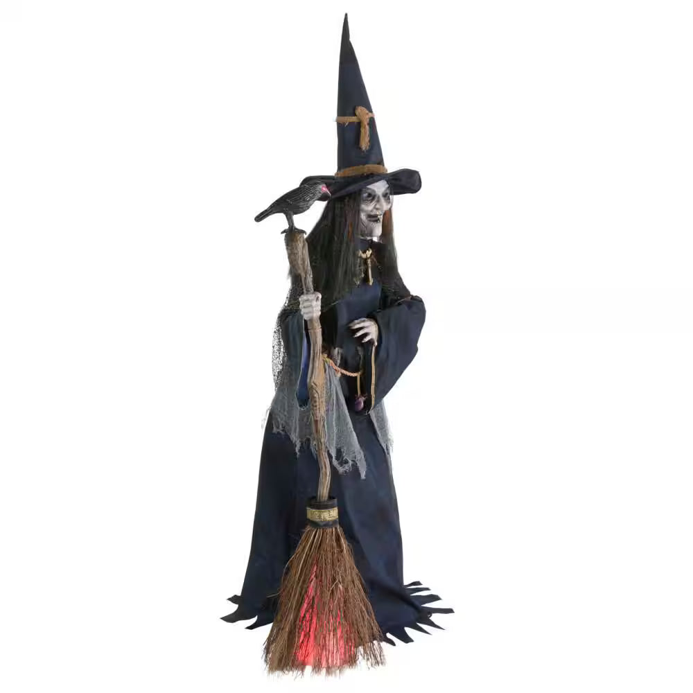 Animated LED Nightshade Witch Halloween Decoration with LifeEyes LCD Eyes 6 Feet