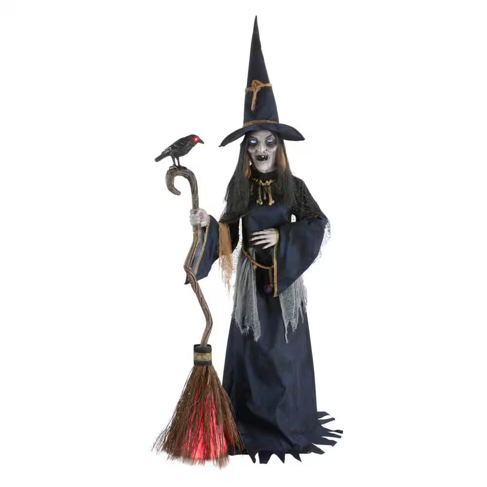 Animated LED Nightshade Witch Halloween Decoration with LifeEyes LCD Eyes 6 Feet