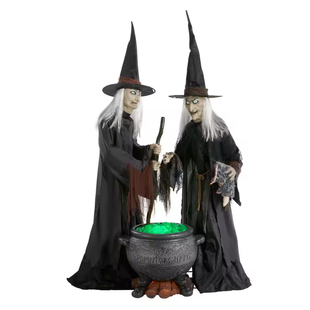 6.5-ft Gruesome Grounds Animated LED Witches Scene Halloween Decoration