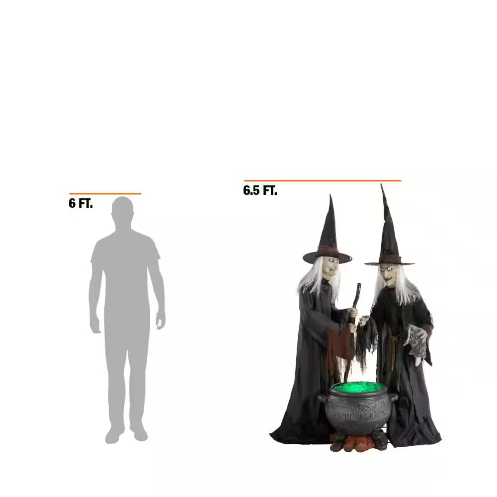 6.5-ft Gruesome Grounds Animated LED Witches Scene Halloween Decoration