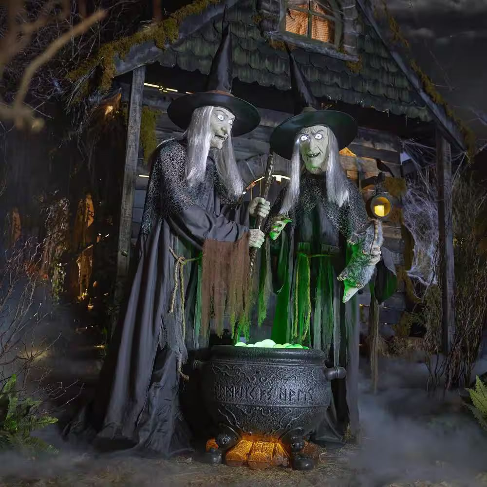 6.5-ft Gruesome Grounds Animated LED Witches Scene Halloween Decoration
