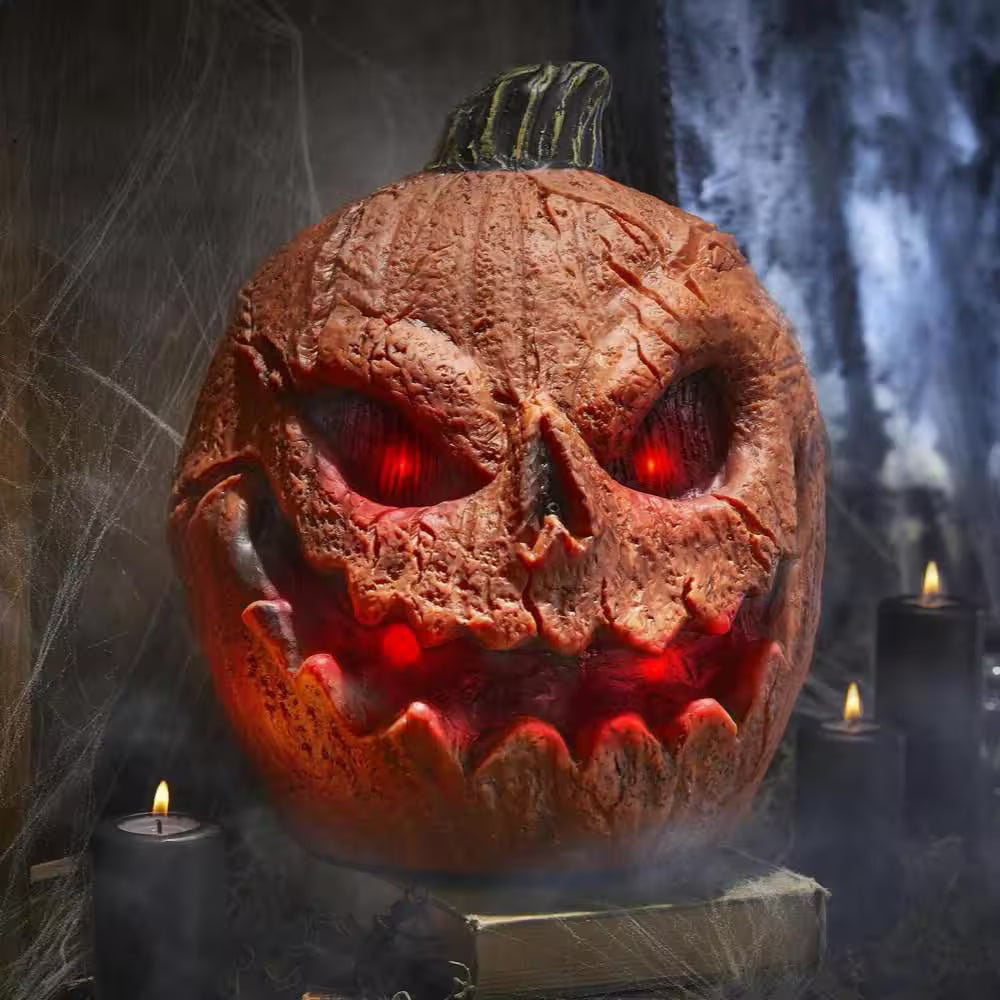 Battery Operated Animated Lighted Talking Rotten Jack-O-Lantern Halloween Decoration