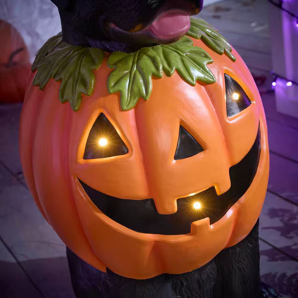 Battery Operated Halloween Classics LED Labrador in Pumpkin Costume Porch Greeter