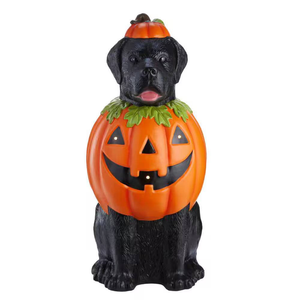 Battery Operated Halloween Classics LED Labrador in Pumpkin Costume Porch Greeter