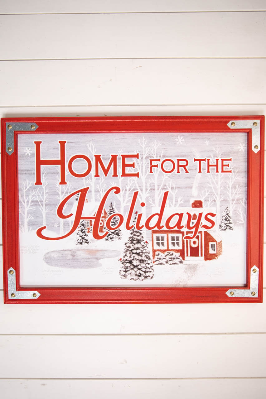 25.9” Wood “Home For The Holidays” Wall Decor