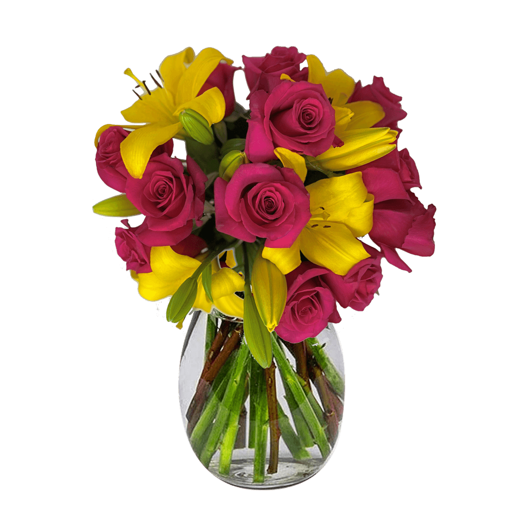 Deluxe Rose & Lily Fresh Flower Bouquet for Gifts & Decor