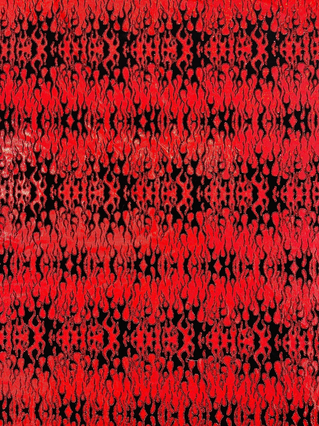 Hot Rod Flame Nylon Spandex Fabric - Holographic Flame Print, 58" Width (1 Yard)