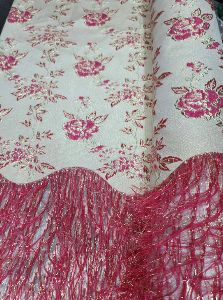 Brocade Jacquard Floral Fuchsia Gold