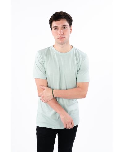 Lucky & Blessed Life 3142P Polyester Cotton T-Shirt - Heather Stone Blue, Lightweight, Ribbed Neck (1 Piece)
