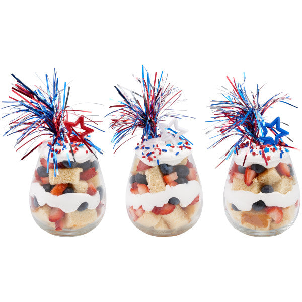 Independence Day Spray Mylar topper celebrate with congratulations Cupcake Cake Pics - set of 24