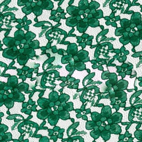 Hunter Green Raschel Lace Polyester Fabric - French Floral, 60" Width
