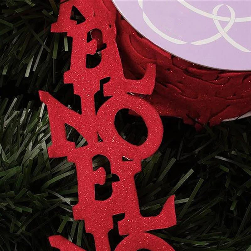 Die Cut Felt Ribbon 2 1/2 '' x 10 yd Red Sparkle Noel Color 1 / ROLL