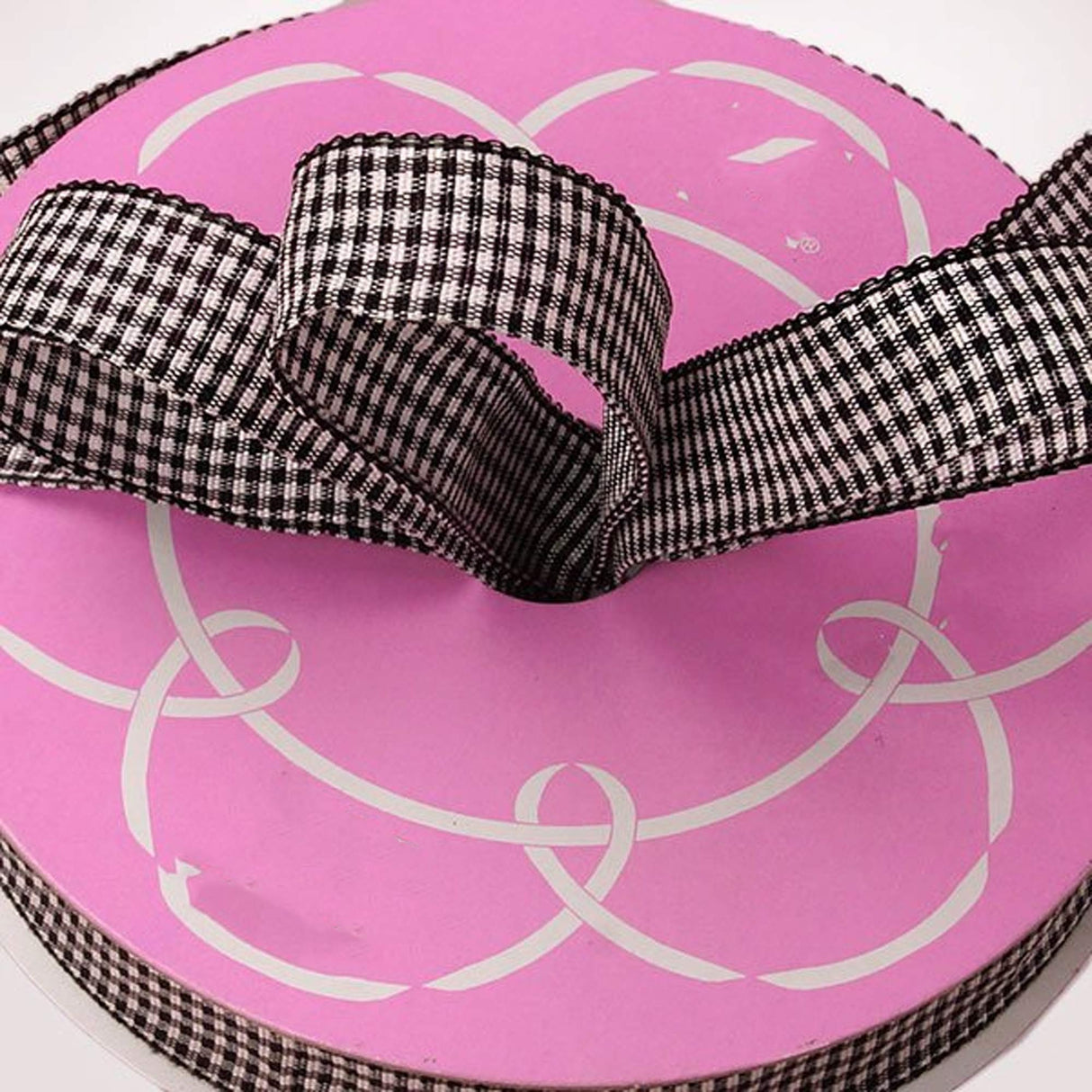 Wendy Gingham Wired Ribbon 5/8 '' X 25 yd Black Color 1 / roll