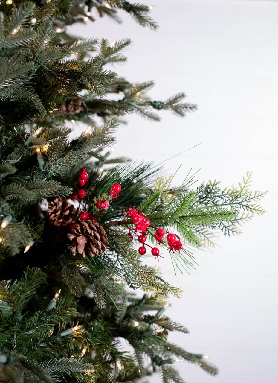 25” Ice Mixed Pine Berry Pinecone Spray