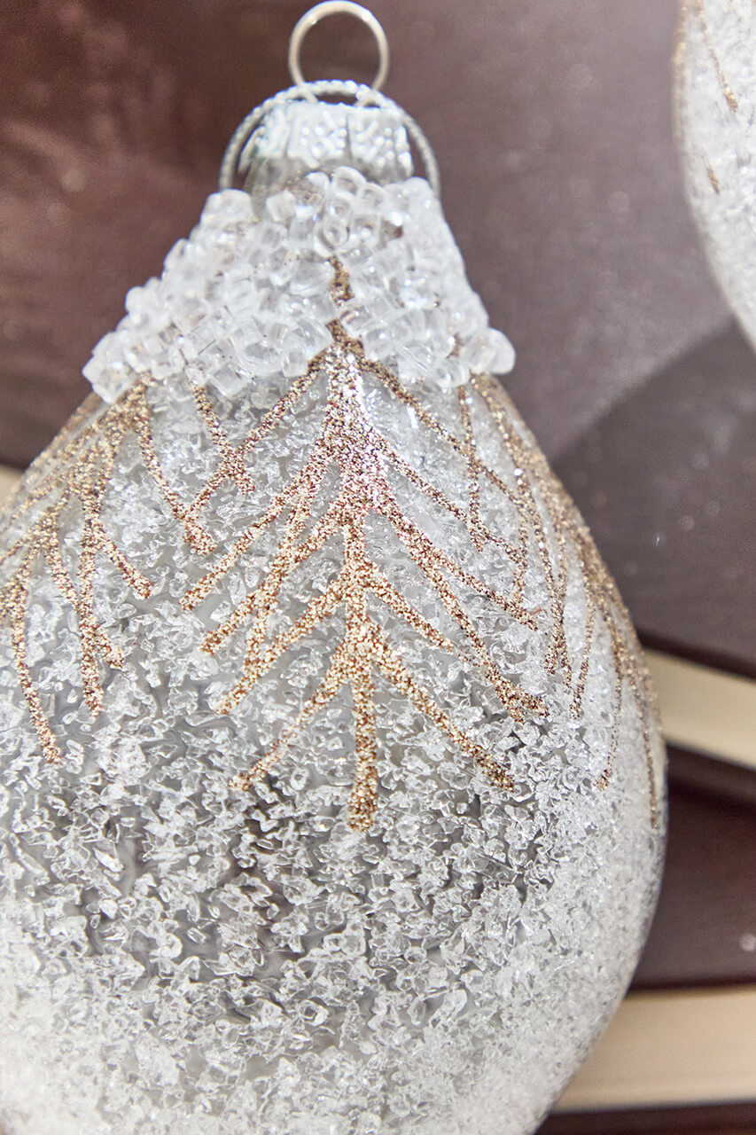 5" - 7" Frosted Pine Glass Ornament