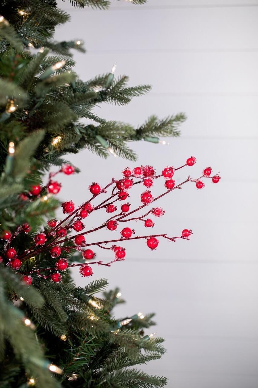 30” Mini Pomegranate Iced Christmas Sprays (Weather Resistant)