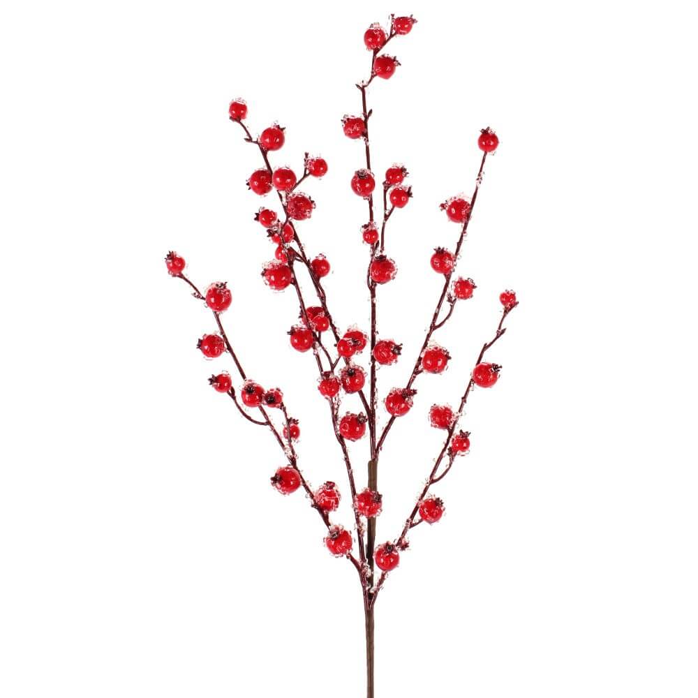 30” Mini Pomegranate Iced Christmas Sprays (Weather Resistant)