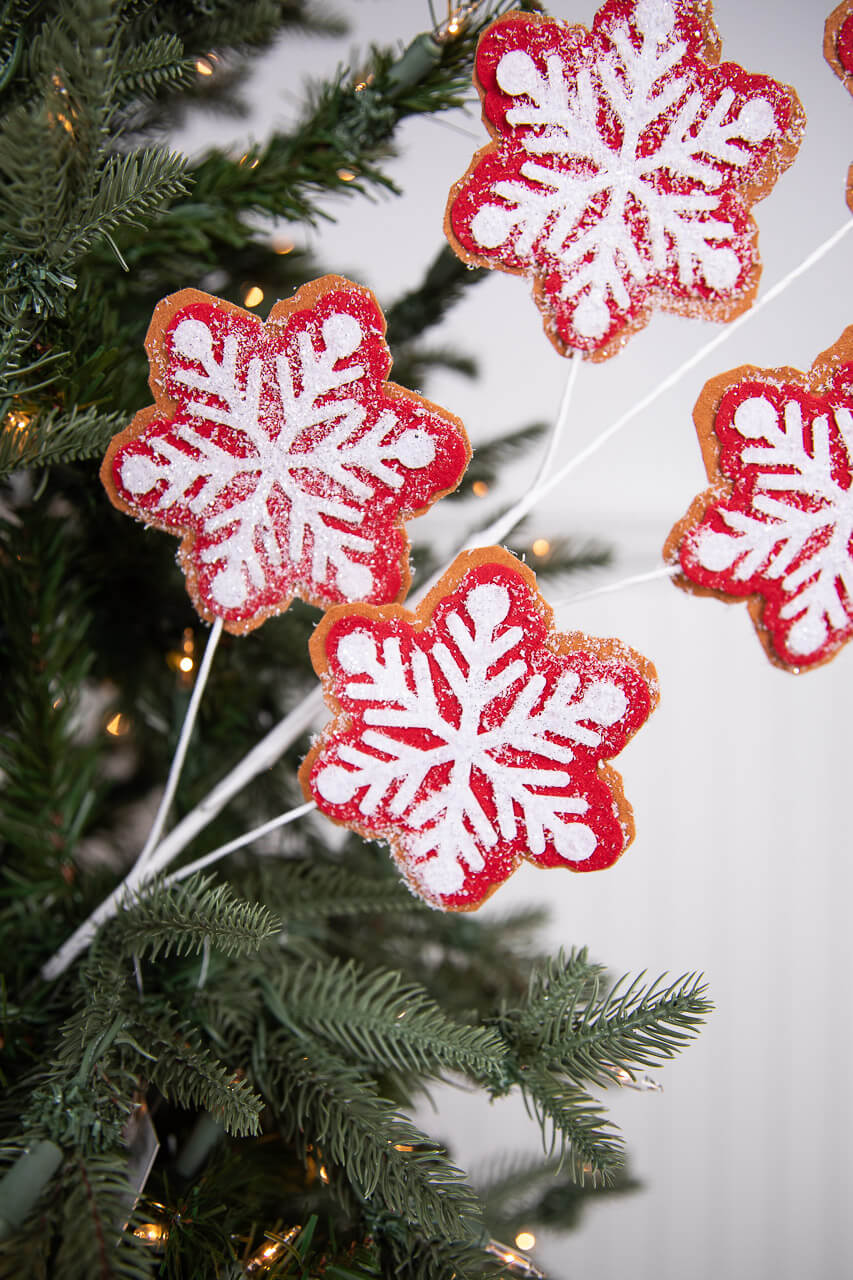 26” Iced Red and White Snowflake Spray