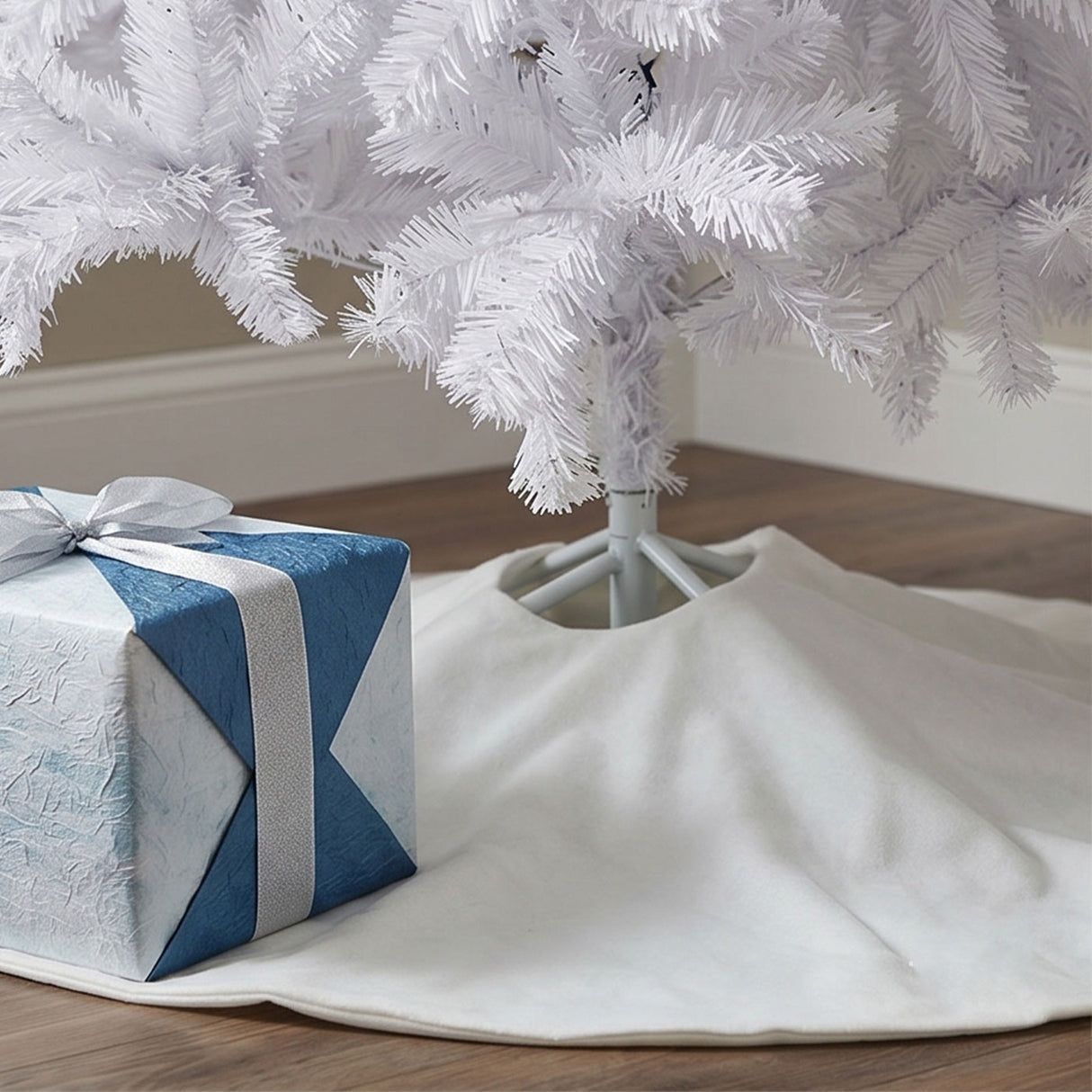 White Classic Pine Artificial Christmas Tree with Metal Stand
