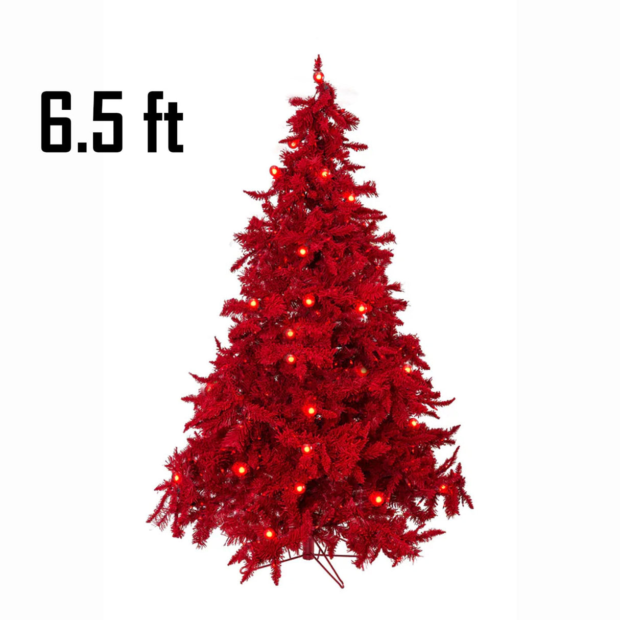 Pre-Lit Ruby Red Christmas Tree with Dual LED Lights, Full Artificial Holiday Tree with Metal Stand