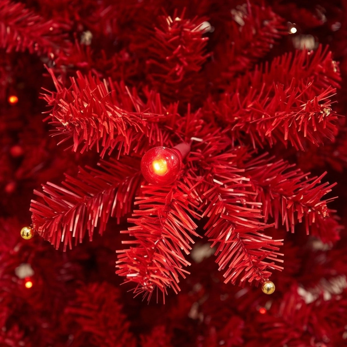 Pre-Lit Ruby Red Christmas Tree with Dual LED Lights, Full Artificial Holiday Tree with Metal Stand