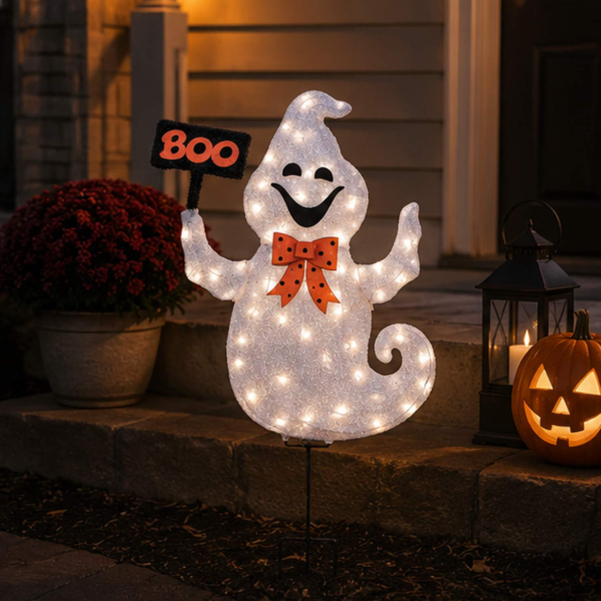 Halloween Pre-Lit BOO Ghost Lawn Decoration with LED Lights