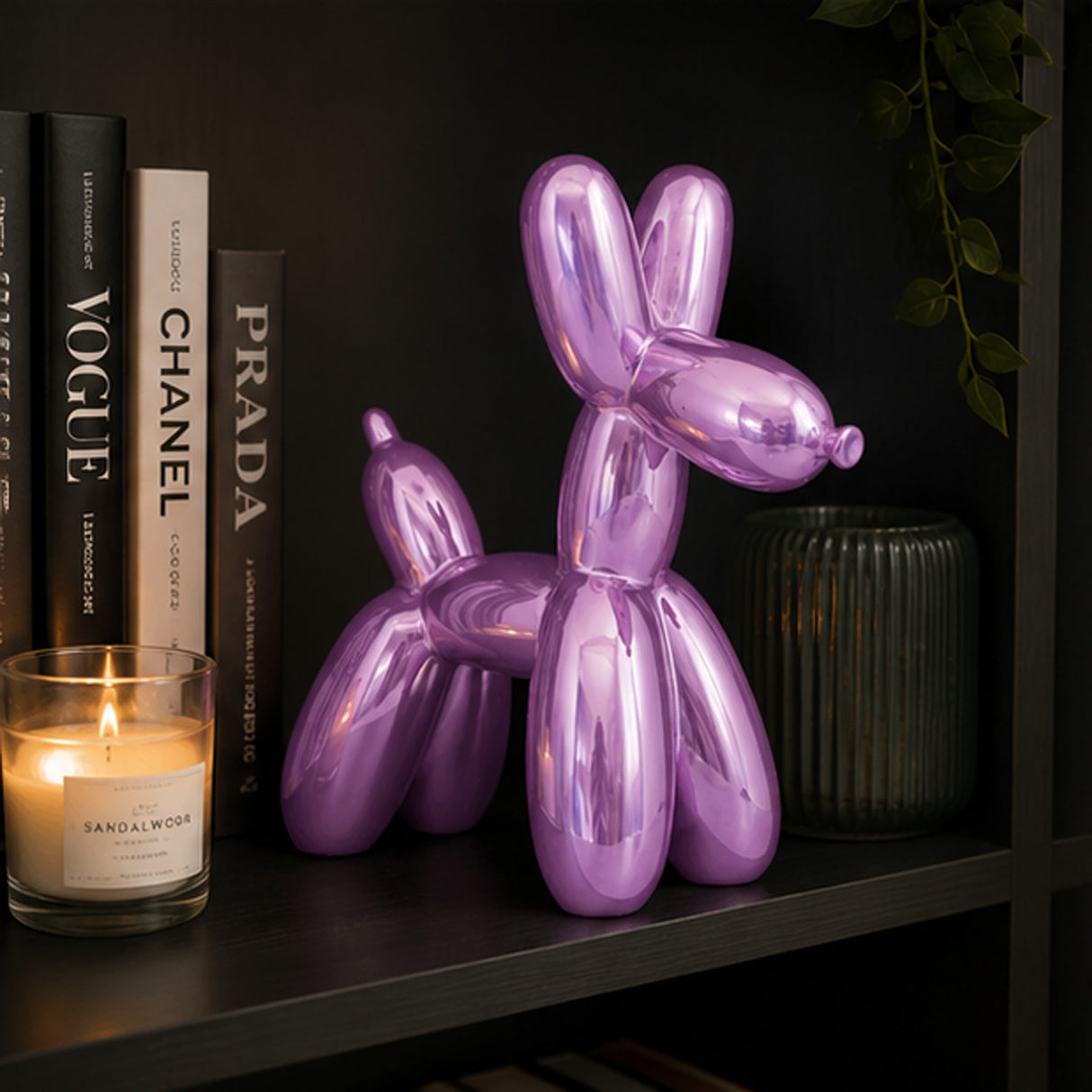 11IN Purple Balloon Dog Figurine Halloween Table Decor