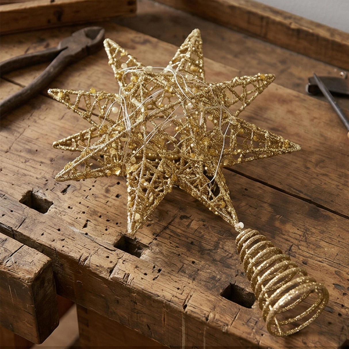 14.5IN Falling Star Tree Topper with Dual Color Lights