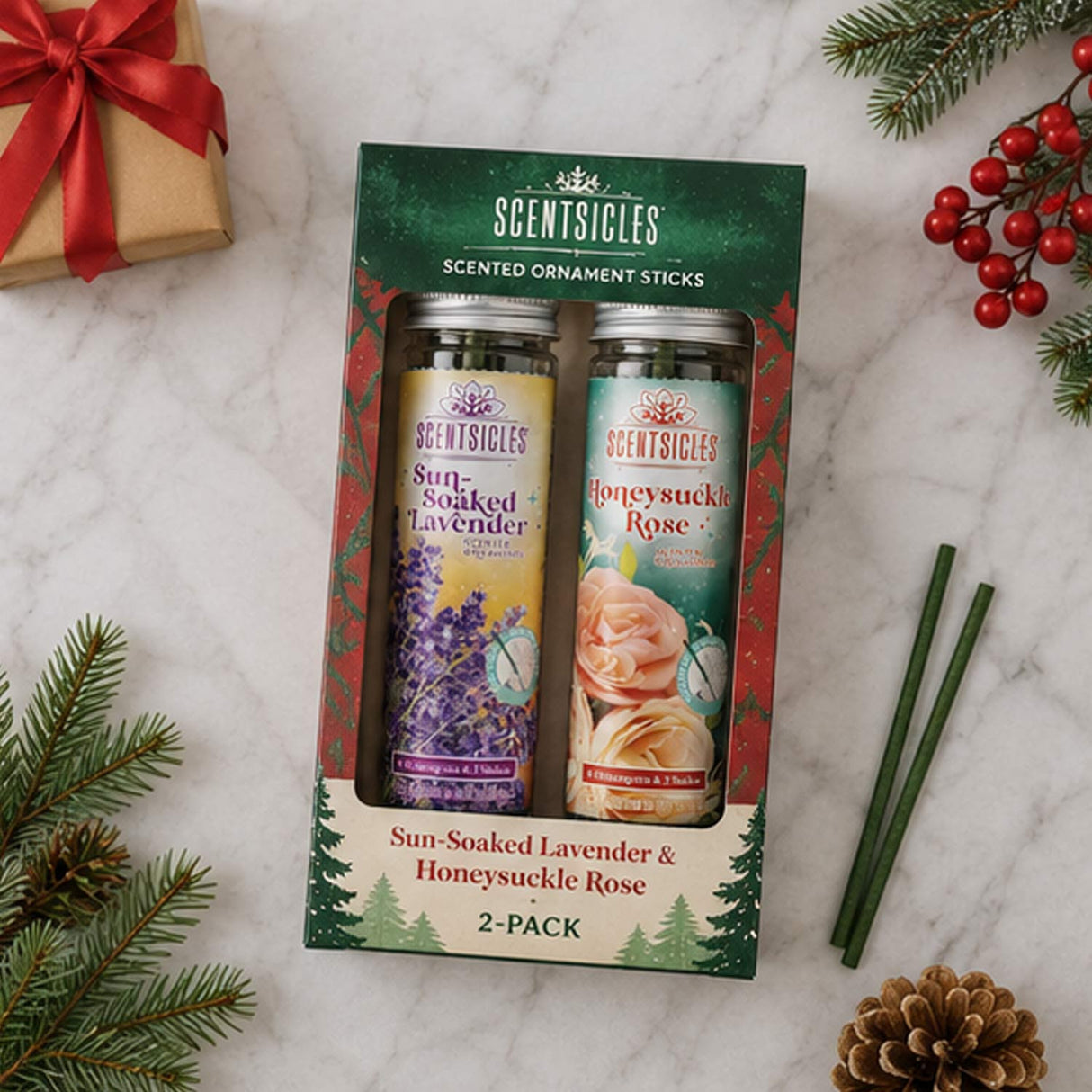 Scentsicles, 1 Sun-Soaked Lavender & 1 Honeysuckle Rose Scented Sticks