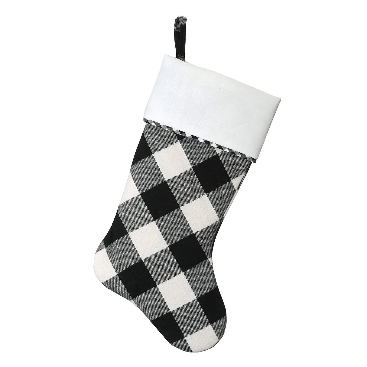 19IN General Store Collection Black & White Plaid Christmas Stocking