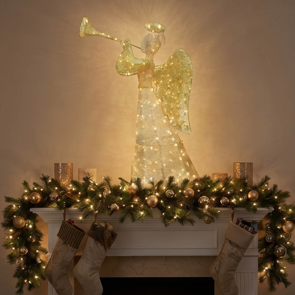60 Inc Champange Angle Decoration With White LED Lights