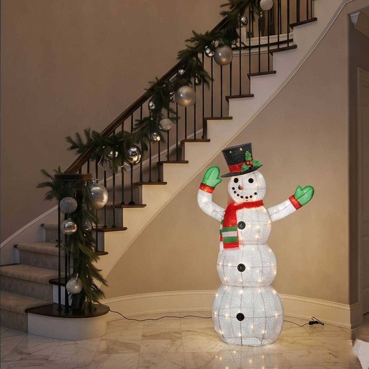 48 in. Snowman Decoration with Clear Lights