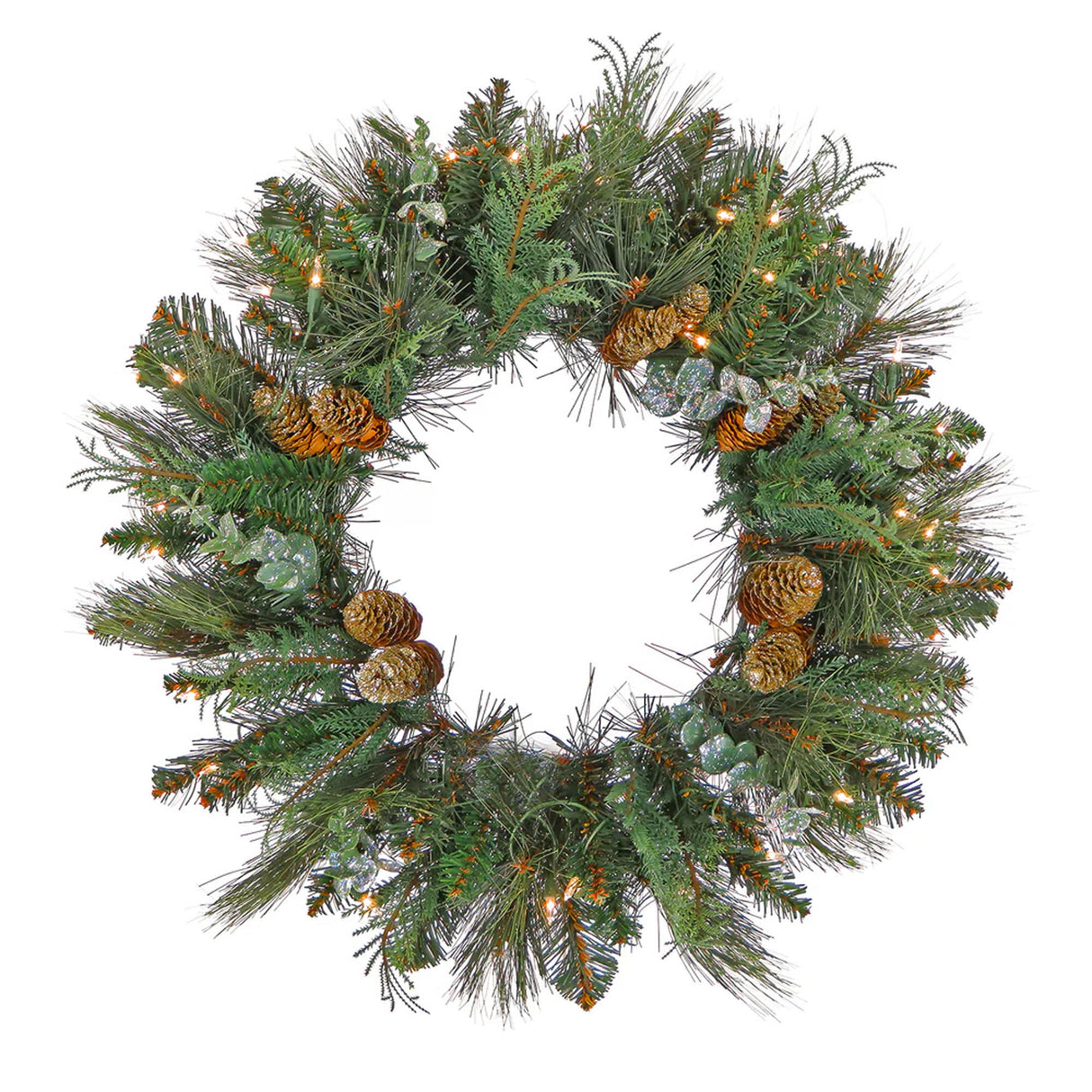 Pre-Lit 30 in. North Conway Christmas Wreath with Warm White LED Lights