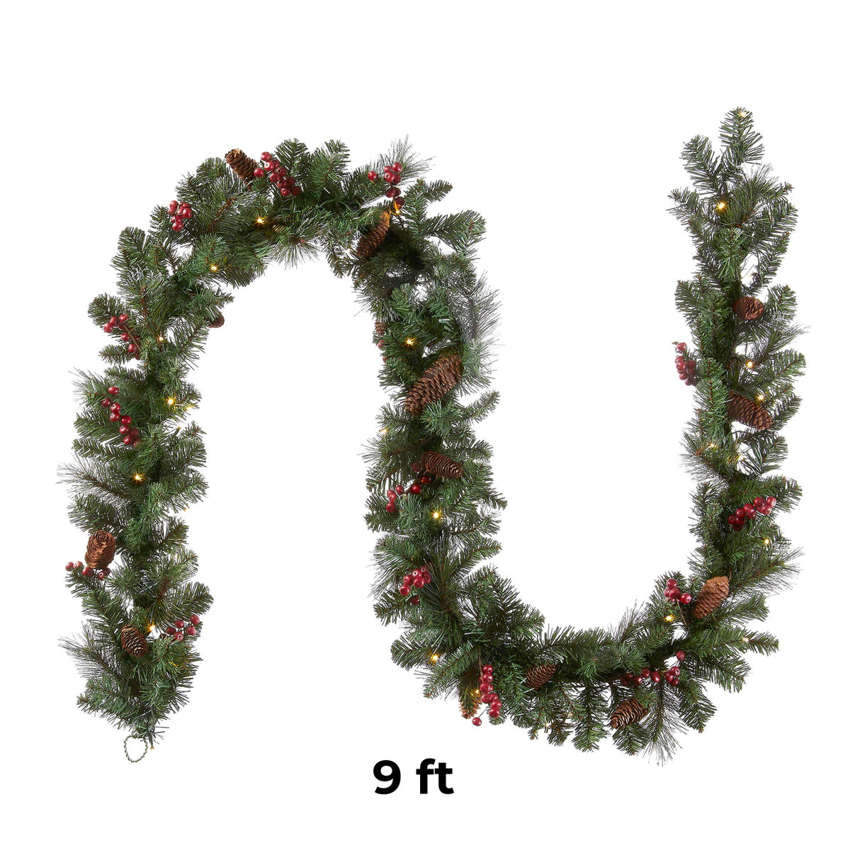 Pre-Lit Crestwood Spruce Garland with Clear Lights, 9 Foot (Plug-In)