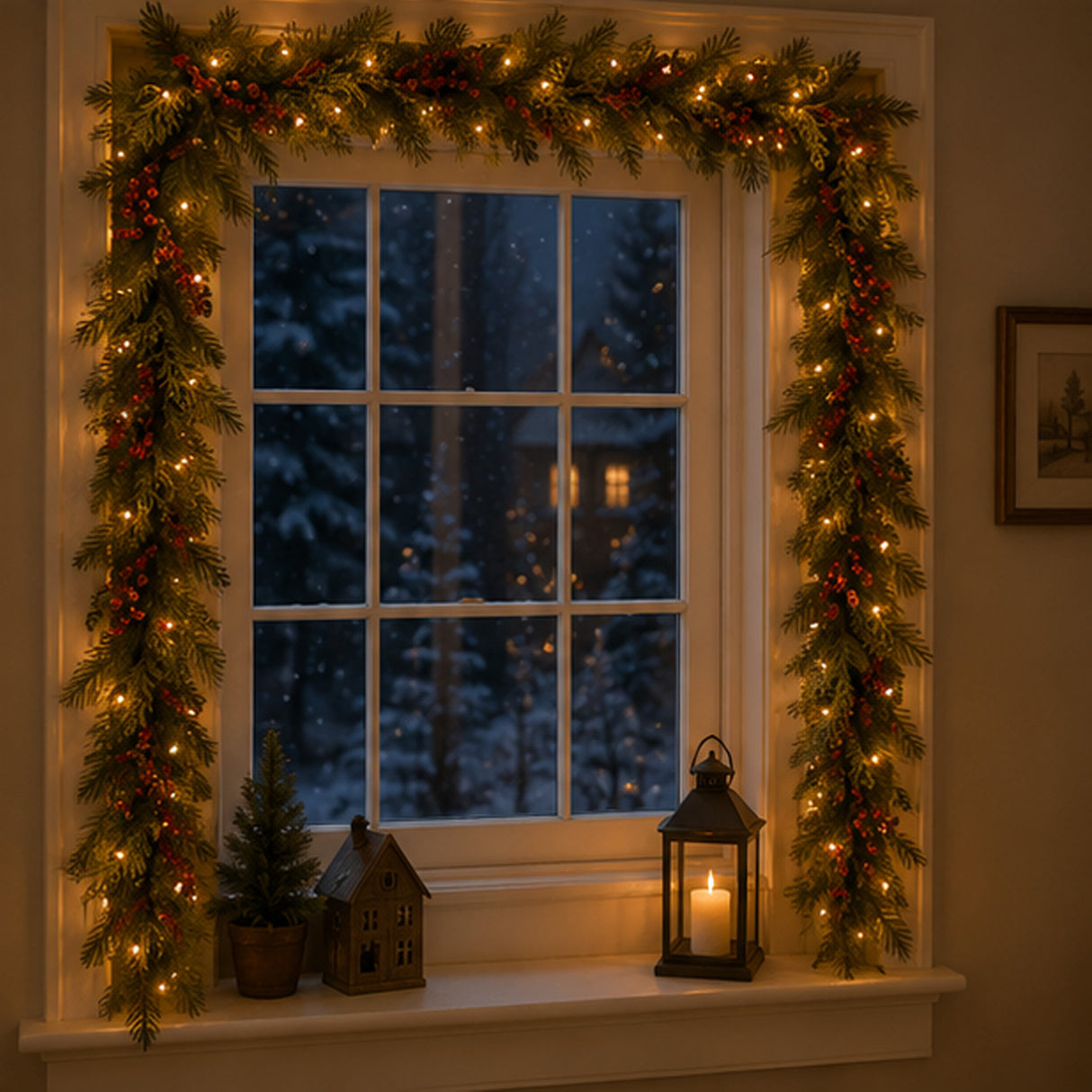 Pre-Lit Classical Collection Garland with Clear Lights, 9 Foot (Plug-In)