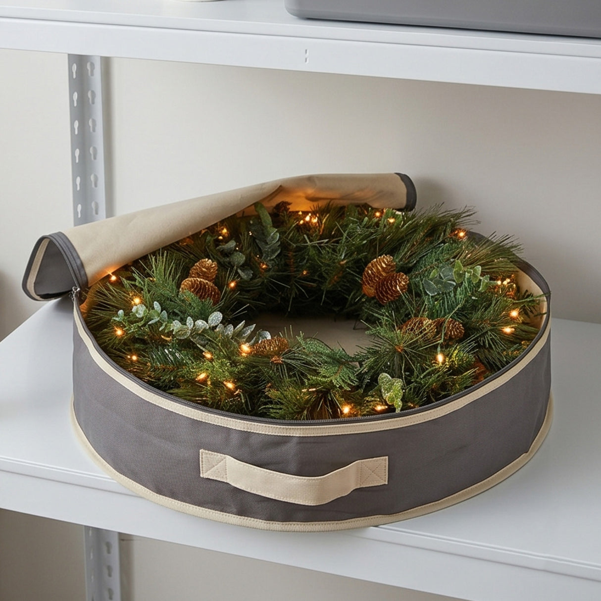 Pre-Lit North Conway Wreath with Warm White LED Lights, 24 Inch